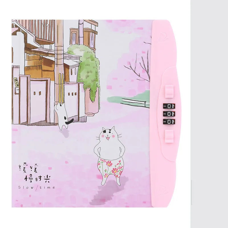 Children's codebook lock notebook with colourful animal and space cover designs
