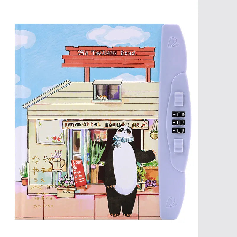 Children's codebook lock notebook with colourful animal and space cover designs