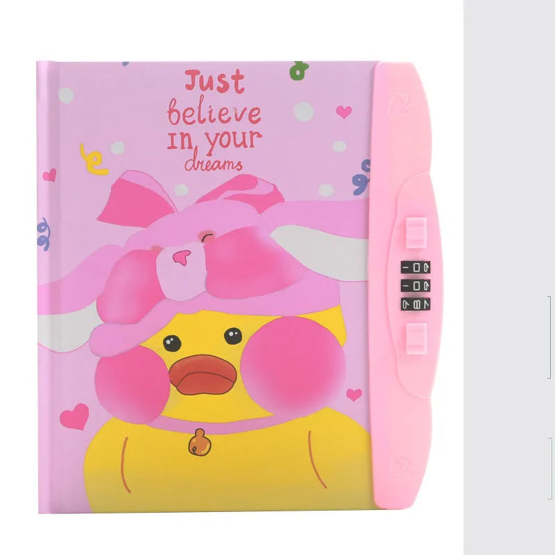 Children's codebook lock notebook with colourful animal and space cover designs