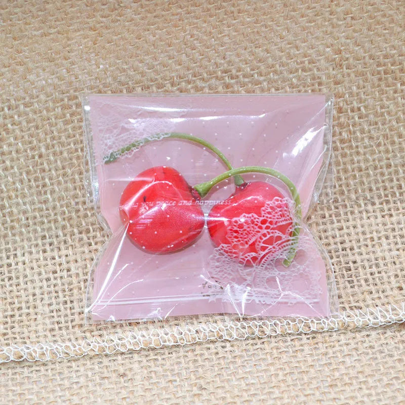 Pink self-adhesive plastic packaging bags for handmade soap with 7x7+3cm dimensions