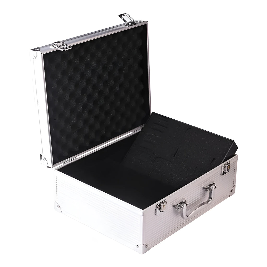 Rongtian aluminium alloy tattoo equipment storage box in black and silver colour options