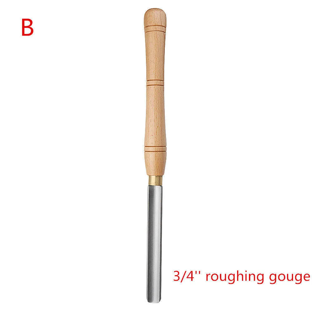 High-end 8-piece chrome vanadium wood turning tool set displayed in a wooden presentation box.