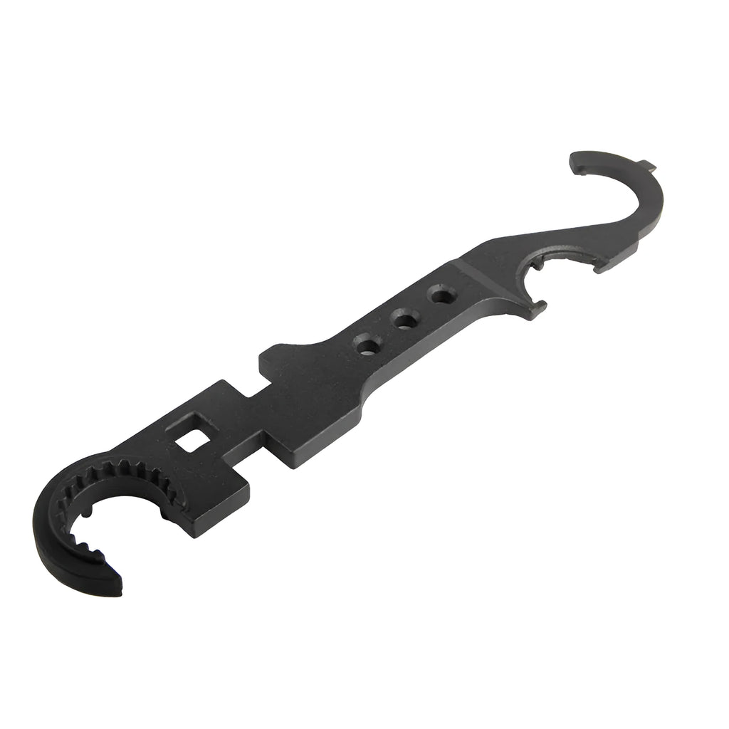 Black all-steel combination wrench for AR15 and M4 firearm maintenance