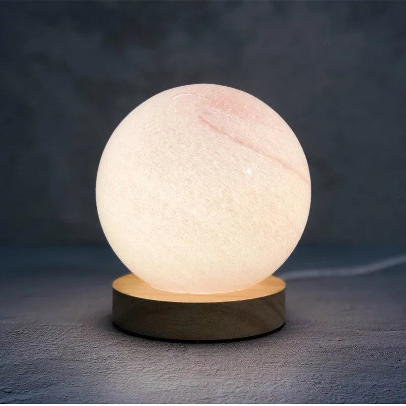 Girl Heart Nordic style bedside table lamp with glass shade in one of seven colours, featuring a USB power cable.