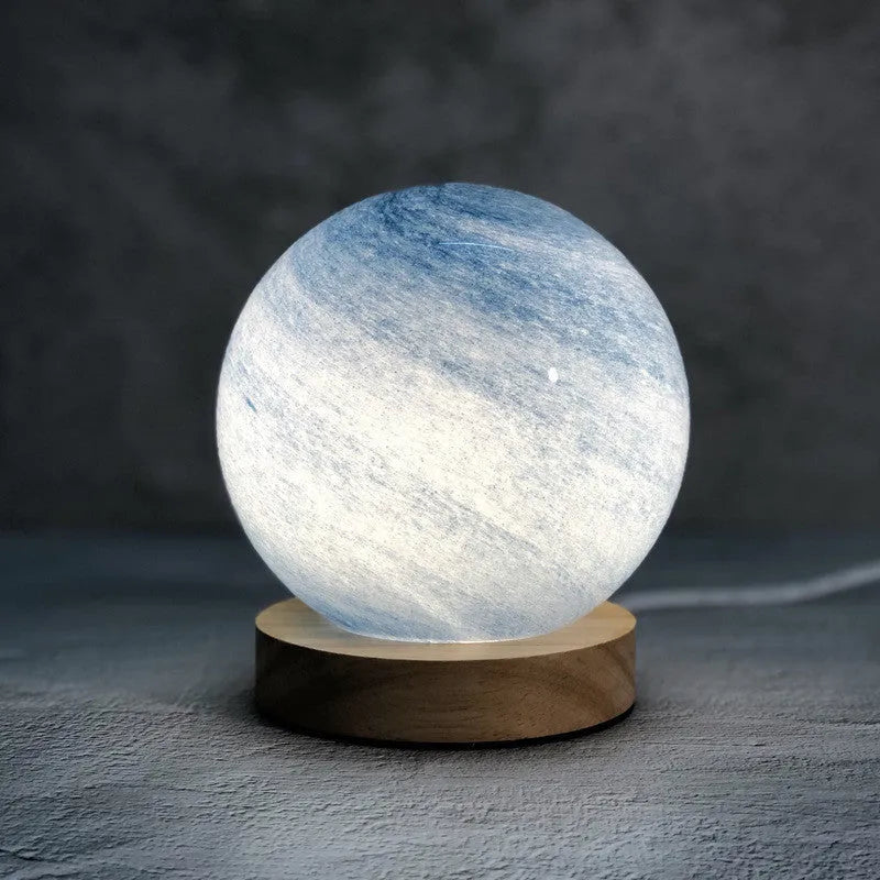 Girl Heart Nordic style bedside table lamp with glass shade in one of seven colours, featuring a USB power cable.