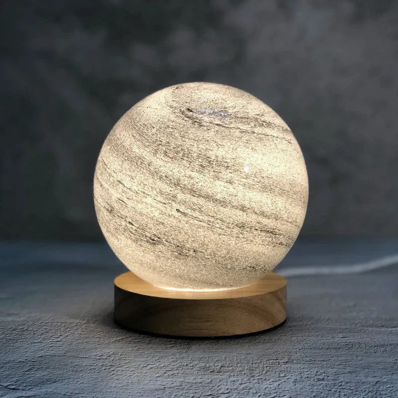 Girl Heart Nordic style bedside table lamp with glass shade in one of seven colours, featuring a USB power cable.