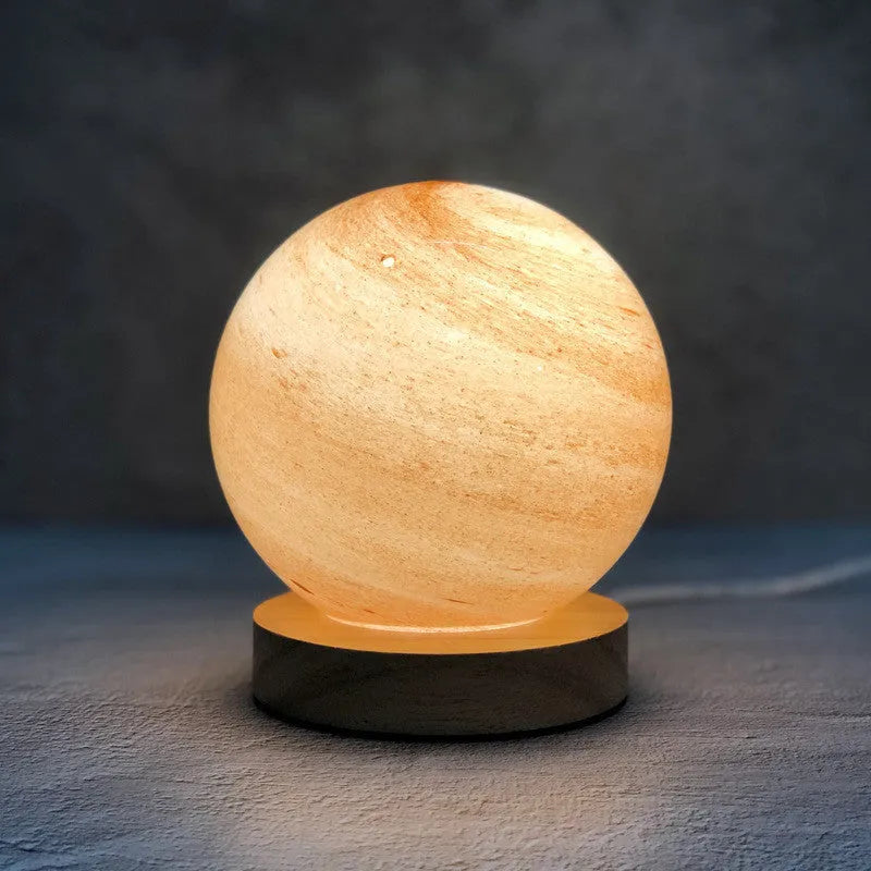 Girl Heart Nordic style bedside table lamp with glass shade in one of seven colours, featuring a USB power cable.