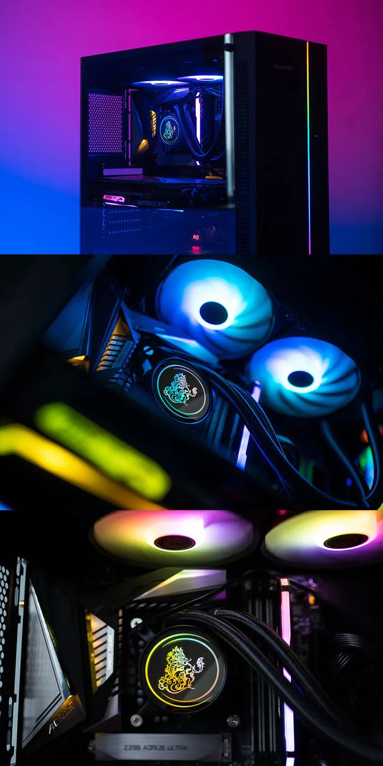 Kirin 240 ARGB CPU water cooling radiator with copper-aluminium construction and dual fans