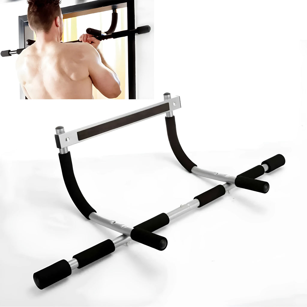 Black steel indoor pull-up bar fitness equipment with dimensions 92.5cm by 41cm.