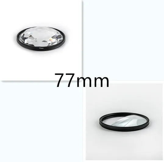 77mm half moon mirror split focus filter for SLR DSLR cameras with cleaning cloth and protective bag