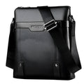 Medium square vertical PU leather shoulder bag in black with single strap and zipper closure