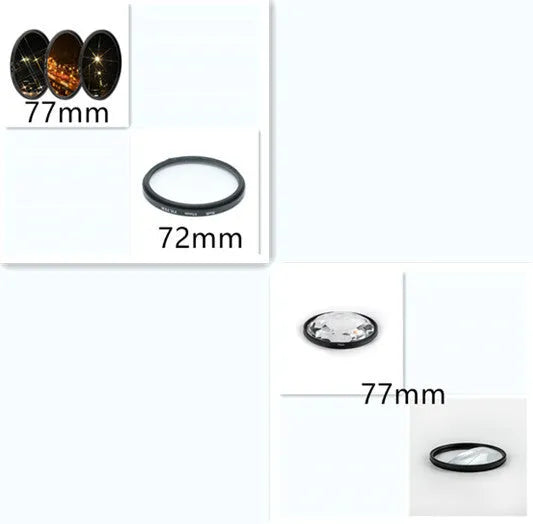 77mm half moon mirror split focus filter for SLR DSLR cameras with cleaning cloth and protective bag