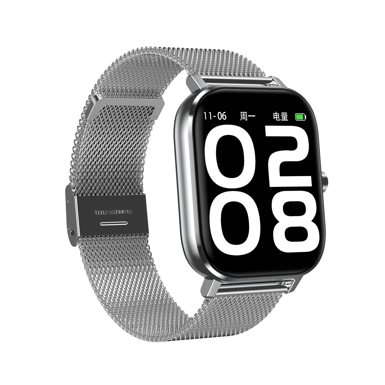 Smart bracelet fitness tracker with 1.54 inch screen showing health metrics on display