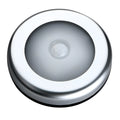 Silver wireless motion sensor night light with square PC plastic lampshade, 80mm size.