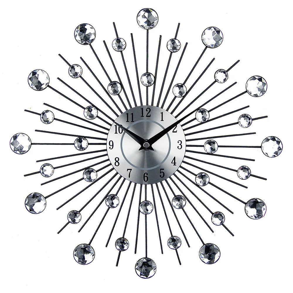 33cm silver round mute wall clock with metal case and aluminium dial