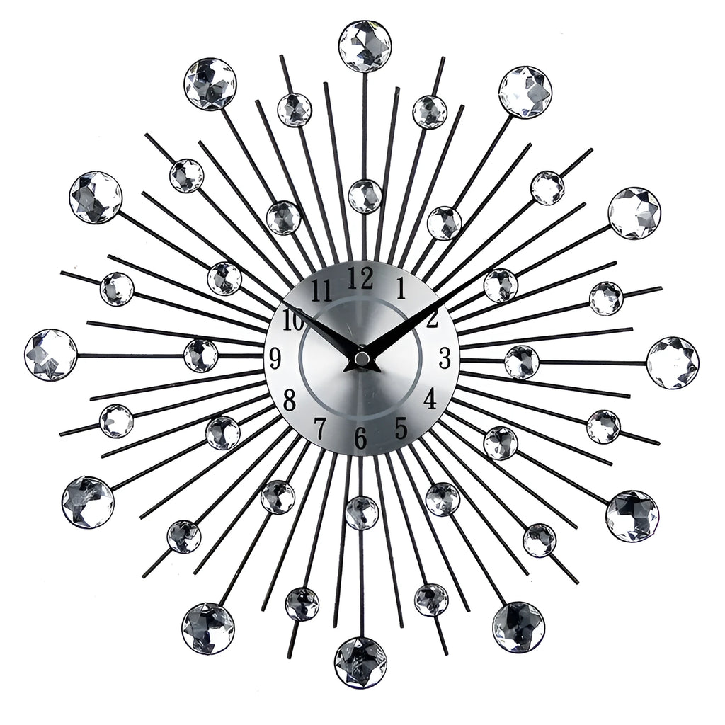 33cm silver round mute wall clock with metal case and aluminium dial