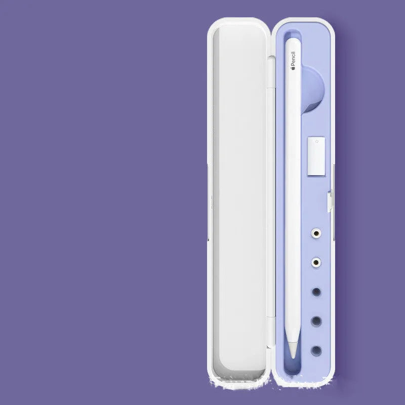 Hard cover Apple Pencil storage case with accessory compartments in purple colour