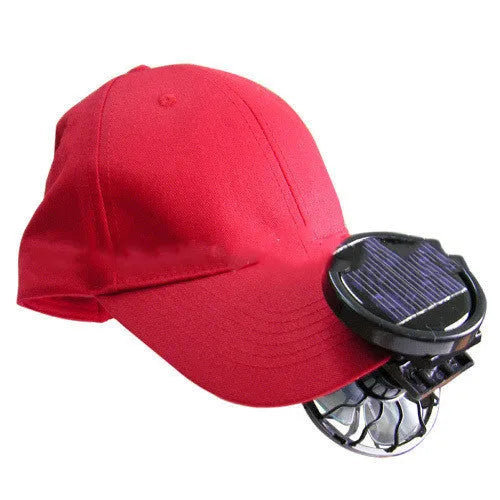Black solar-powered clip-on cooling fan panel for outdoor camping and fishing