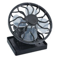Black solar-powered clip-on cooling fan panel for outdoor camping and fishing