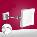 Stainless steel folding makeup mirror with 8.5 inch silver lens in a choice of four finishes.