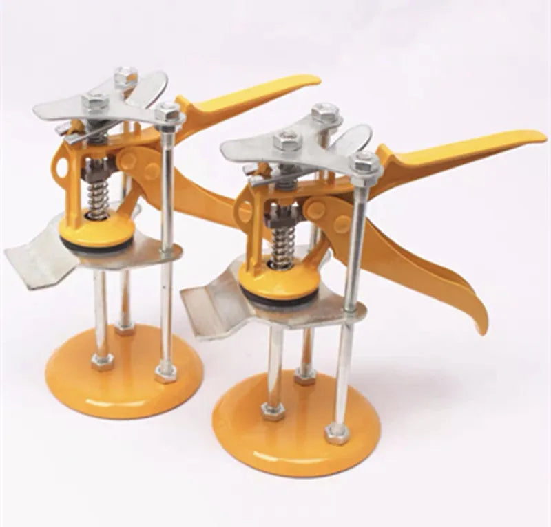 Metal alloy tile raising positioner tool with adjustable height mechanism for floor levelling