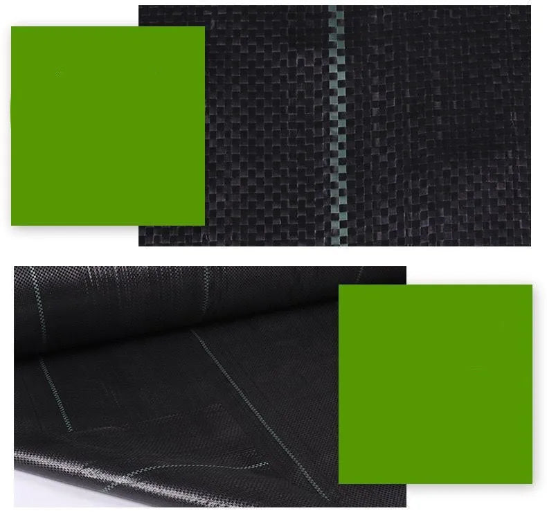 Black plastic weed-proof cloth laid on farmland soil for weed suppression