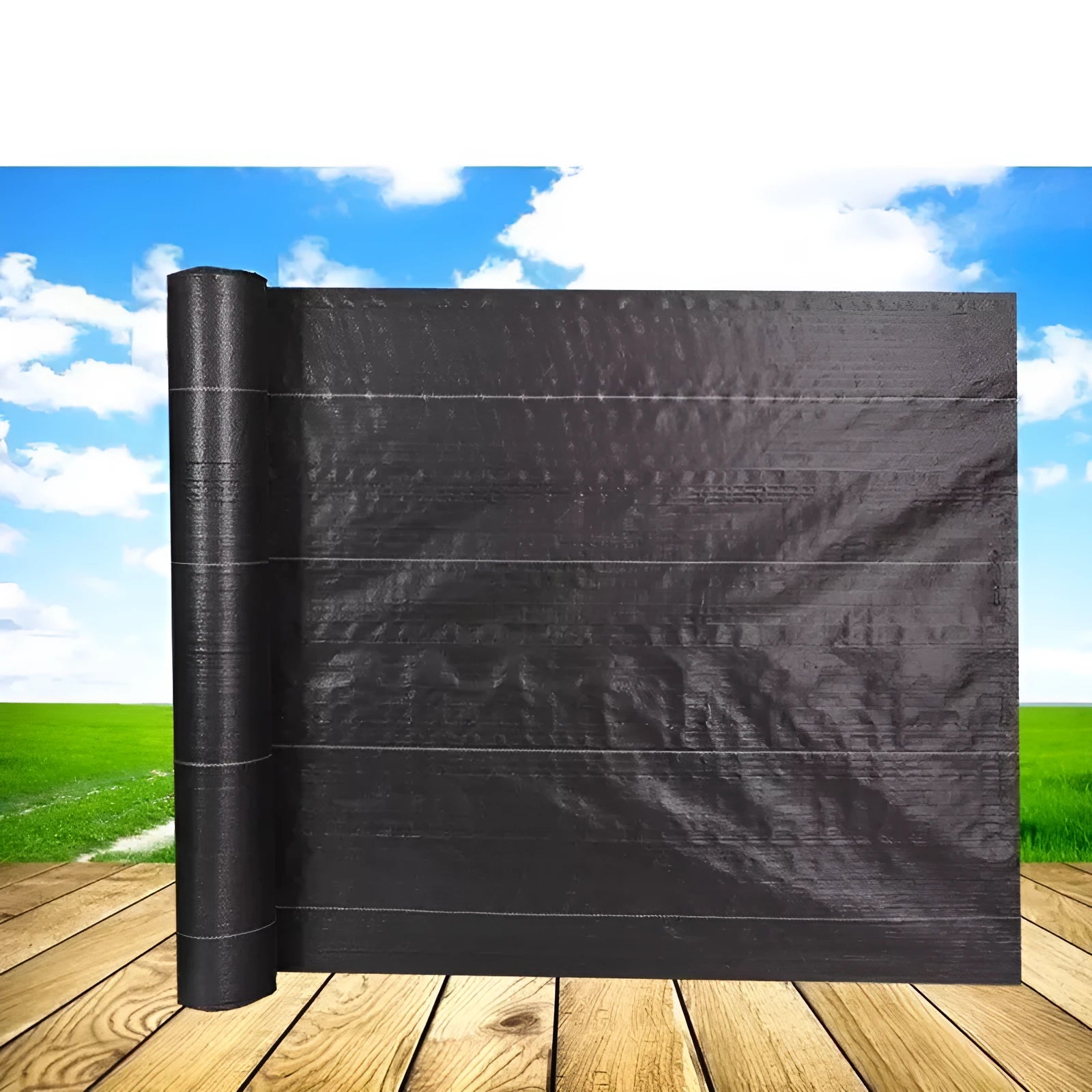 Black plastic weed-proof cloth laid on farmland soil for weed suppression
