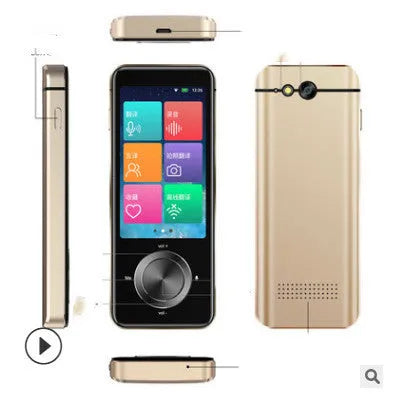 M9 Translator device in gold and silver grey with group chat and photo translation capabilities