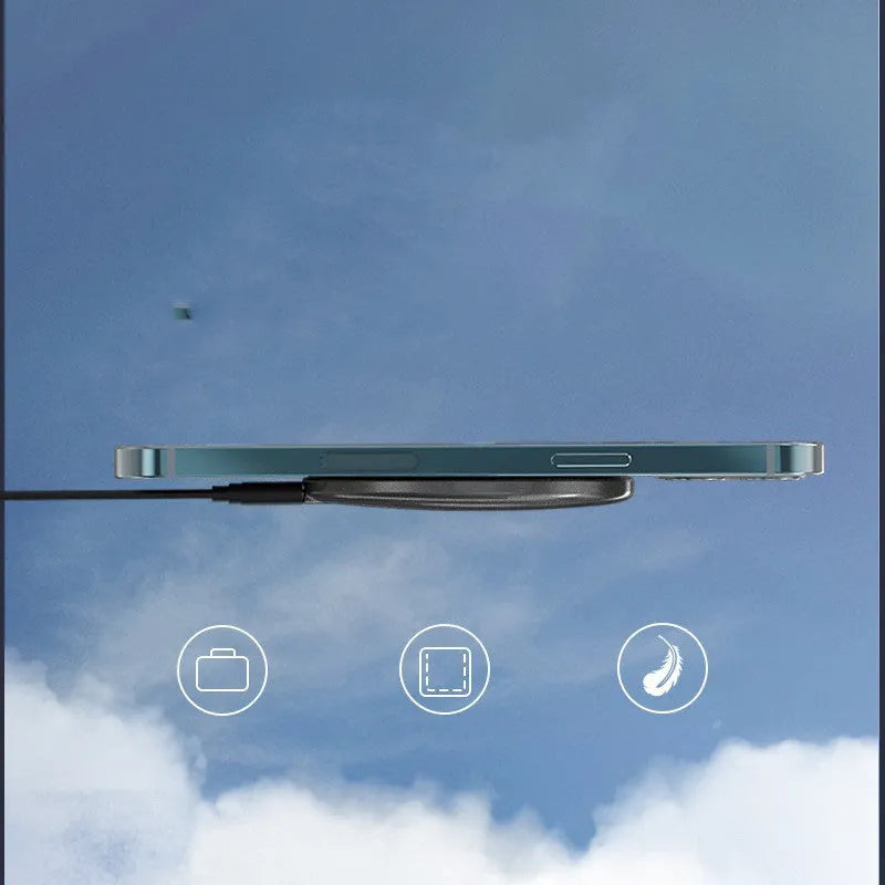 Black magnetic wireless charger with Type-C cable for cross-border electronic devices