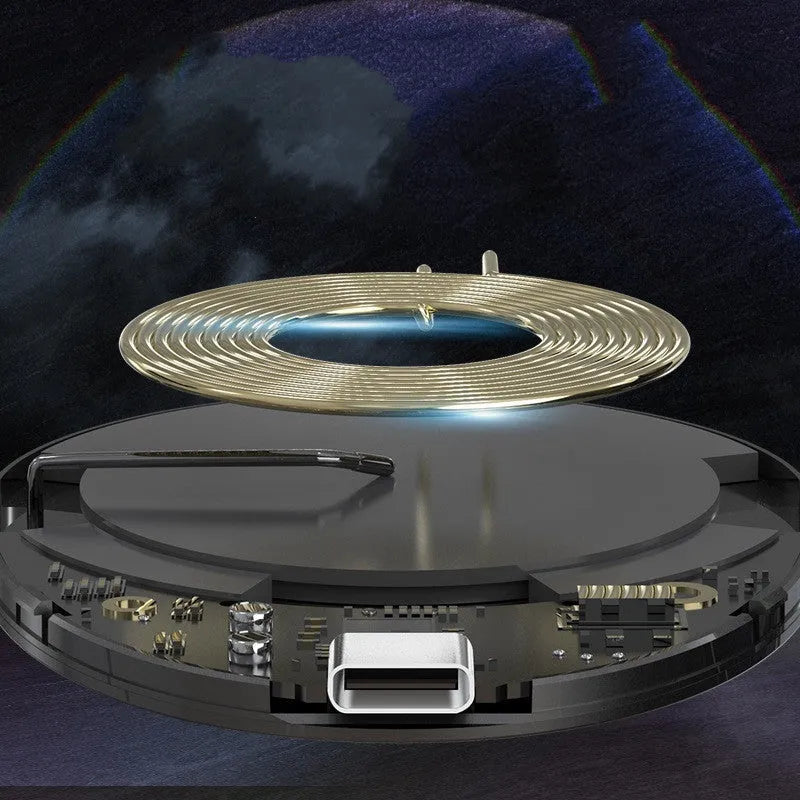 Black magnetic wireless charger with Type-C cable for cross-border electronic devices