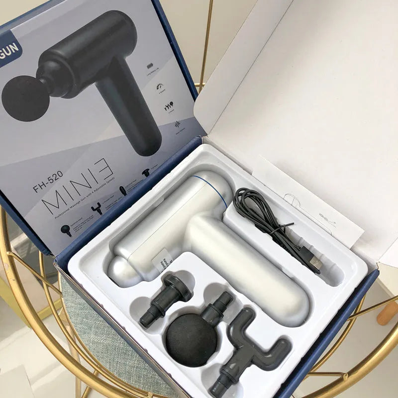 God fascia gun muscle massager in gray, red, black or white with USB charging port