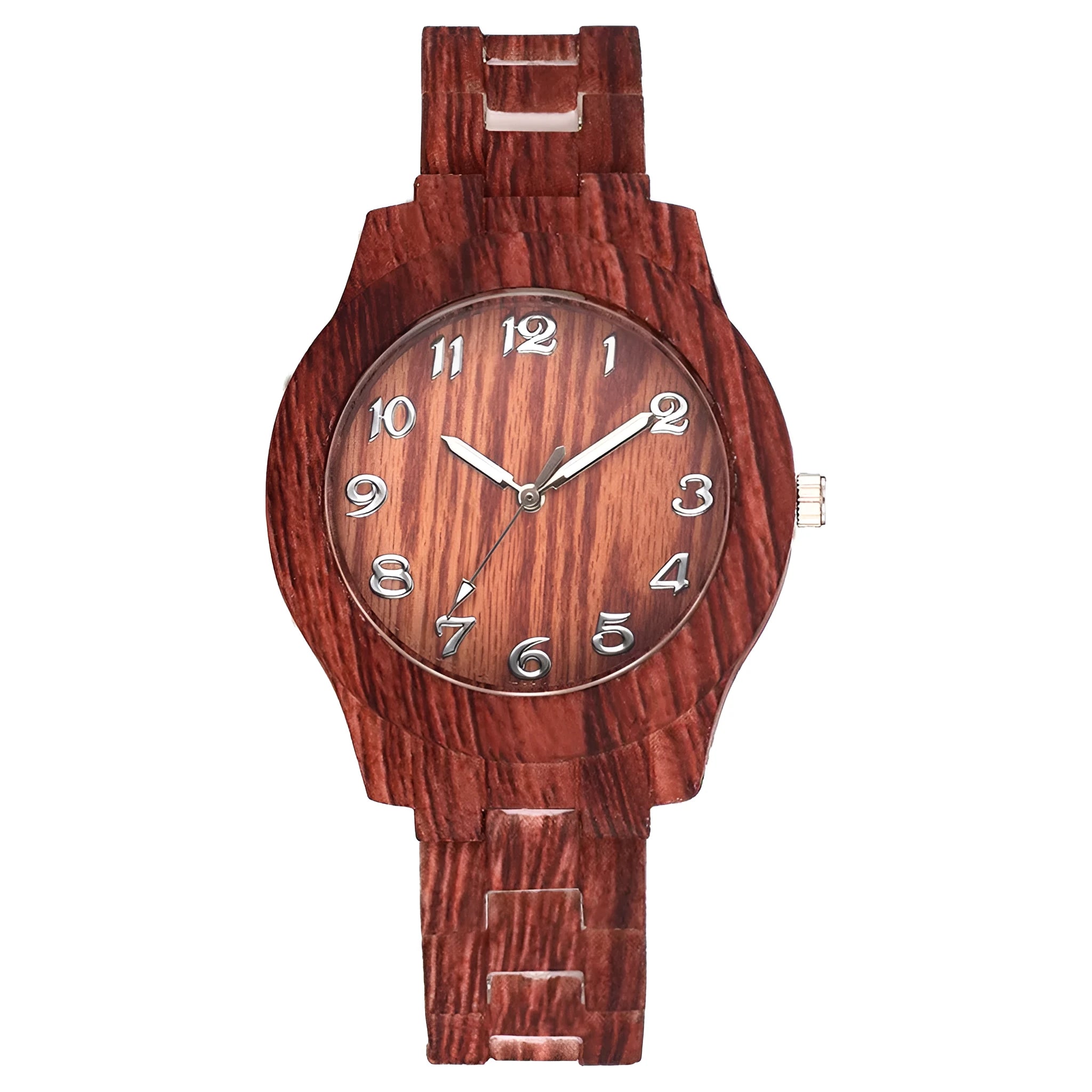 Wood grain retro couple quartz watch with 39mm silicone case in beige, brown, grey, red, or white colours