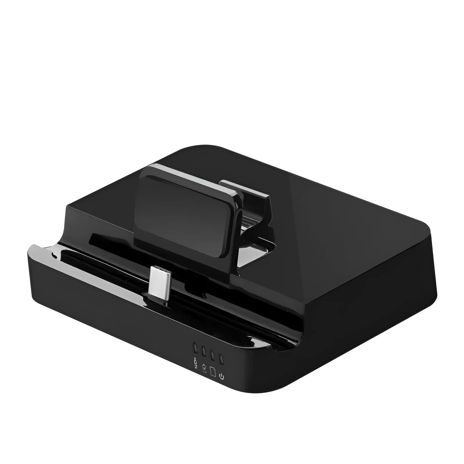 Black mobile phone dock converter with USB Type-C to HDMI connection for HD video output