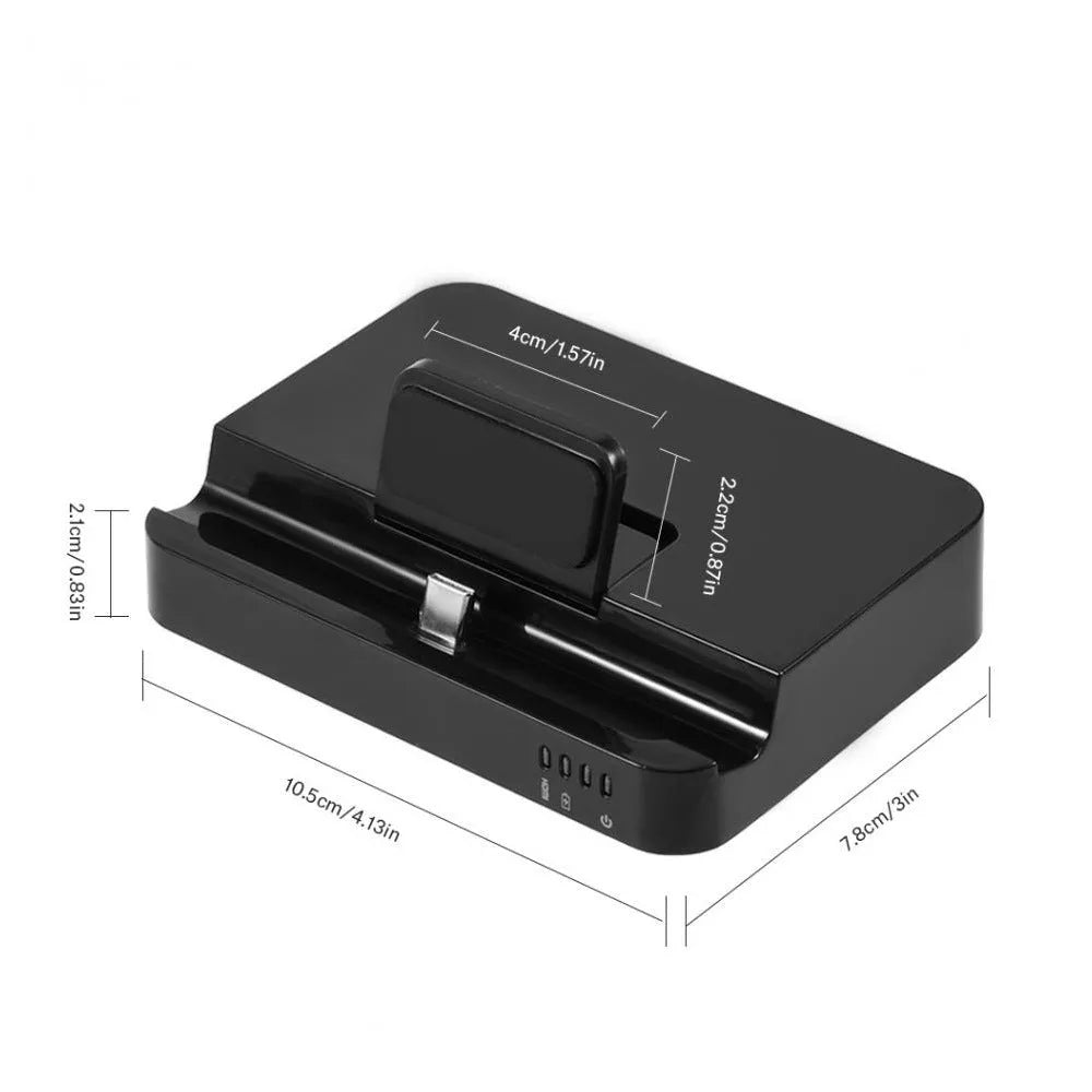 Black mobile phone dock converter with USB Type-C to HDMI connection for HD video output