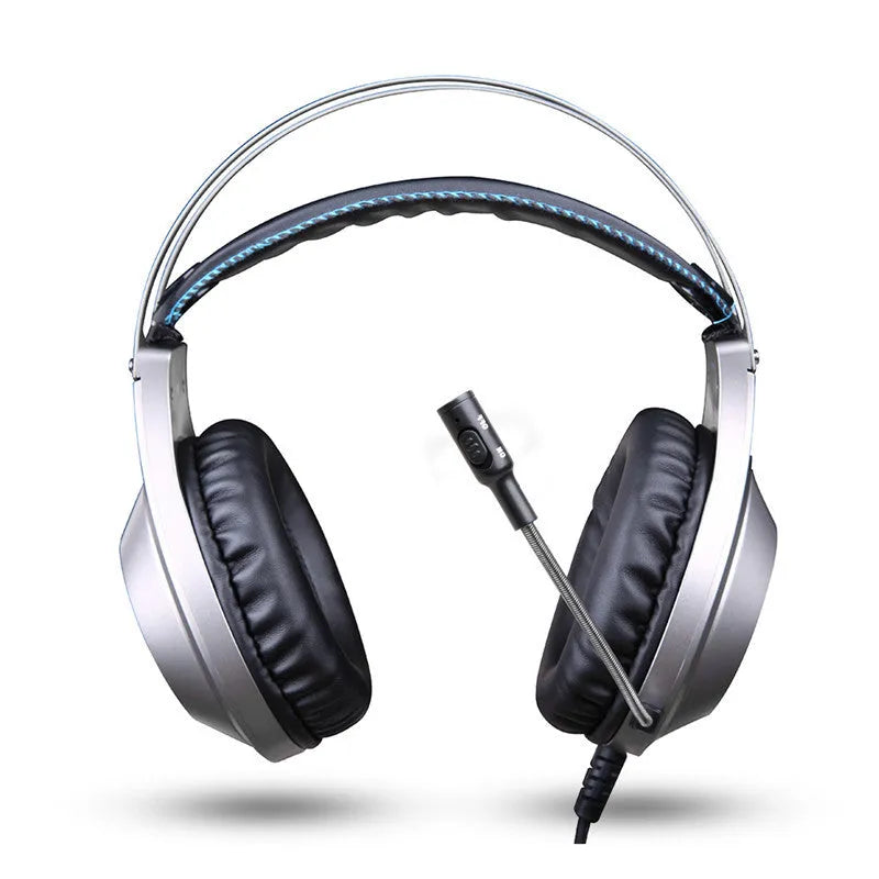 Black wired USB computer headset with head-mounted design and built-in microphone.
