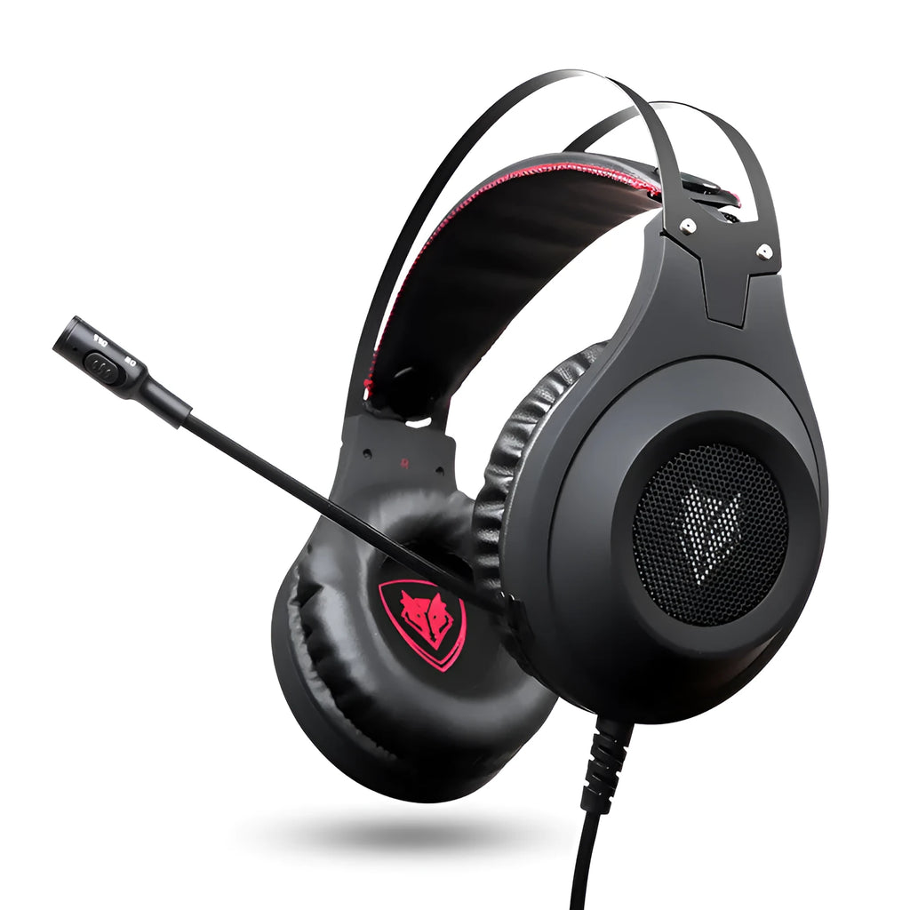 Black wired USB computer headset with head-mounted design and built-in microphone.