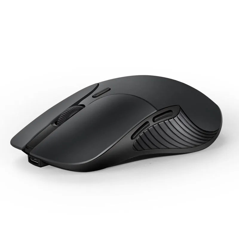Blue smart voice translation wireless mouse with USB receiver on a desk