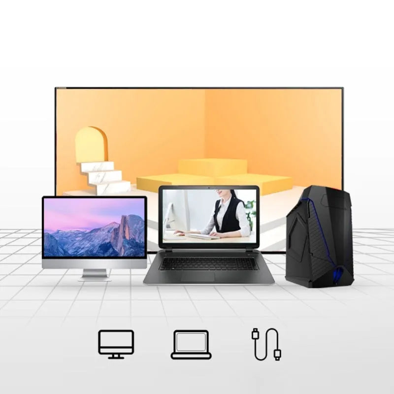 Blue smart voice translation wireless mouse with USB receiver on a desk