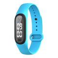 Ultrasonic electronic mosquito repellent bracelet in black, white, blue, and pink colours.