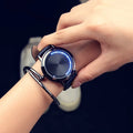 Electronic digital watch with blue light display in black or white casual style