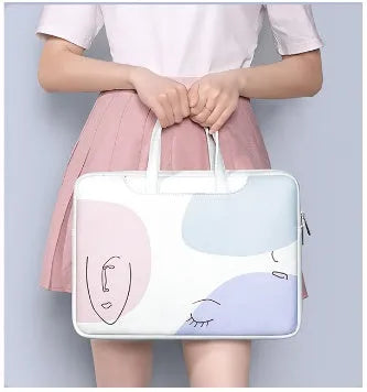 15.6 inch waterproof laptop bag in PU leather with soft handle and zipper opening