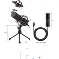 Black USB wired live broadcast microphone for gaming and singing with noise reduction