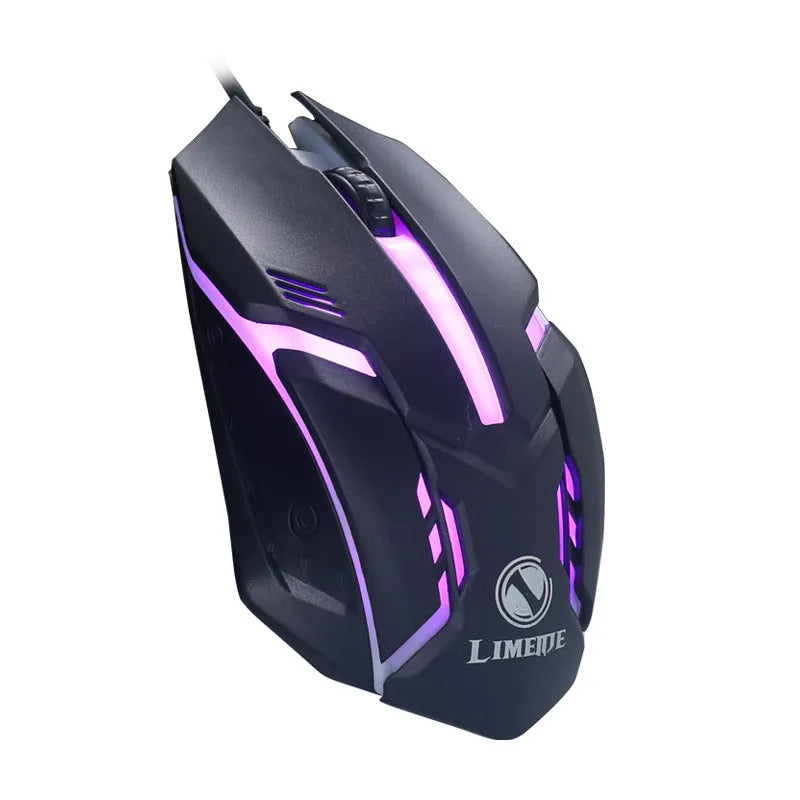 Wired LED glow computer mouse in black or white with colourful lighting effects