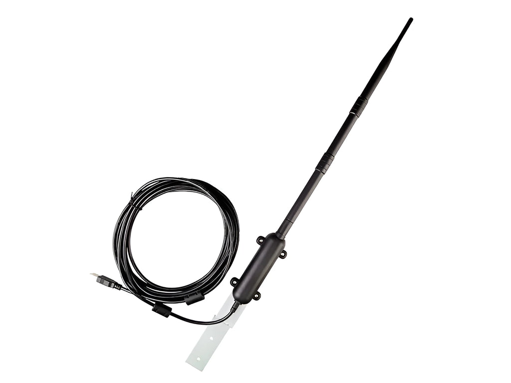 Black industrial-grade outdoor waterproof USB network card with 15DBI omnidirectional antenna for 3000 metre range