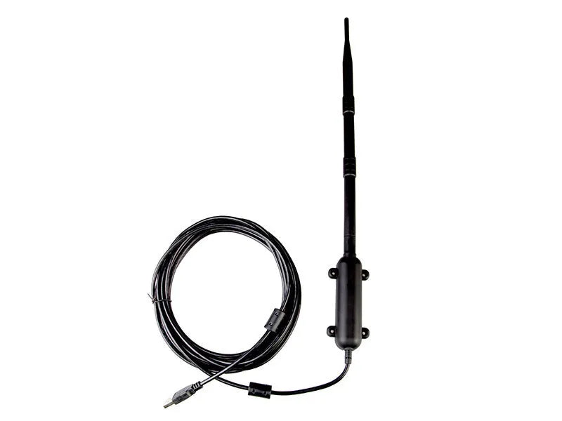 Black industrial-grade outdoor waterproof USB network card with 15DBI omnidirectional antenna for 3000 metre range