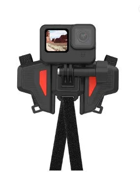 Black universal motorcycle helmet chin strap mount for GoPro and action cameras