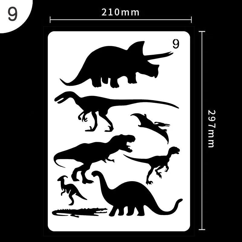 Set of white plastic drawing stencils with assorted cut-out patterns for crafts and decoration.