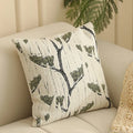45cm square jacquard cushion cover with retro plant and flower pattern in various colours.