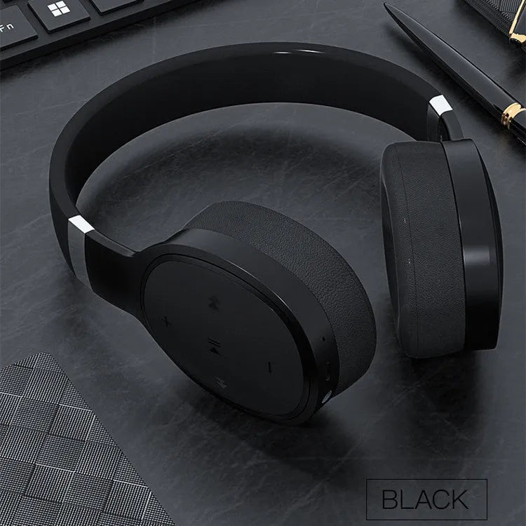 Wireless Bluetooth headset in Black, Blue, Grey, or White colour options showing over-ear design.