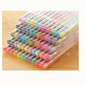 100-piece colour gel pen set with watercolour and highlighter functions showing dual tip sizes